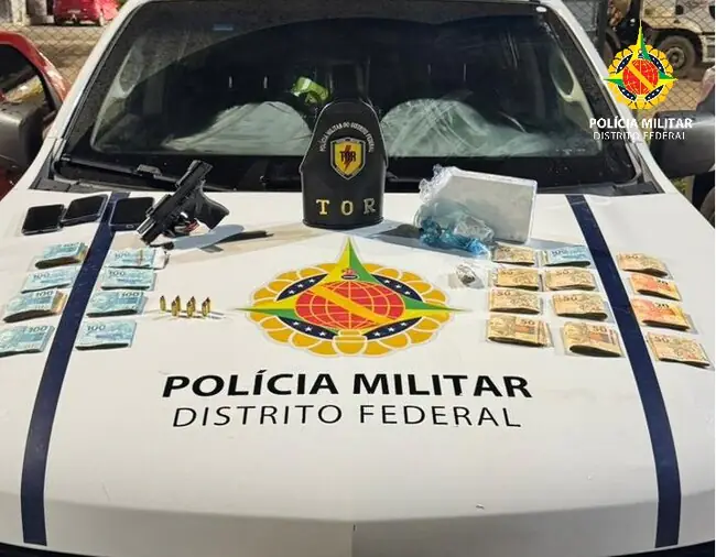 PMDF Prende Dupla com Arma, Drogas e R$ 12 Mil em Espécie no Cemitério de Taguatinga